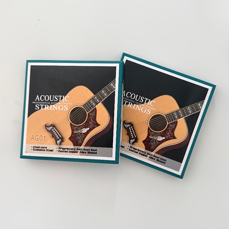 TEMU 2 Sets 6-string Acoustic Guitar Strings, Stainless Steel With Coated Copper Alloy Wound, For Folk Guitar Parts