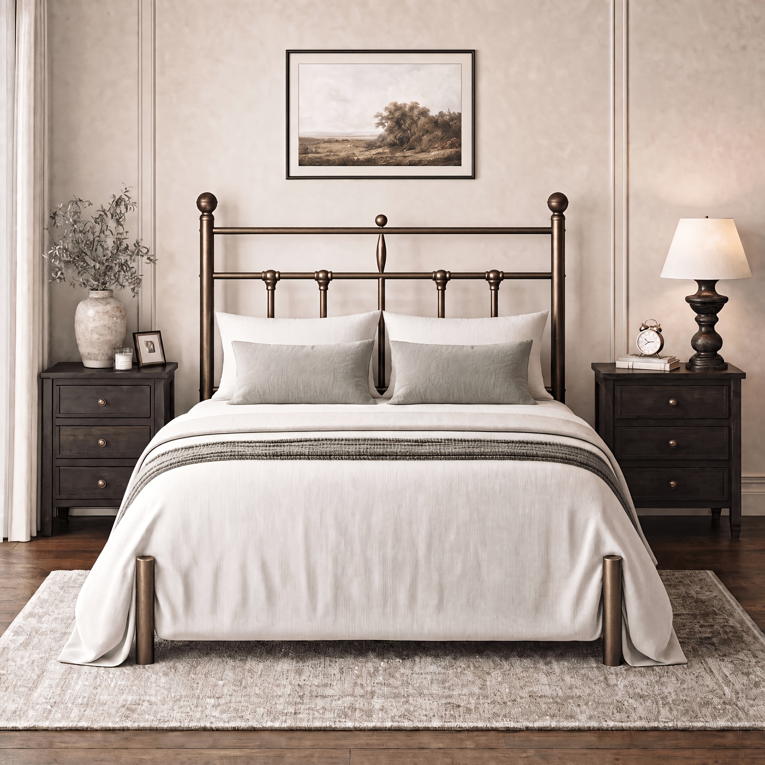 TEMU Weeway Twin/full/queen/king Vintage Victorian Metal Bed Frame With Underbed Storage, Sturdy Noise-free Platform Bed, Easy Assembly Spring