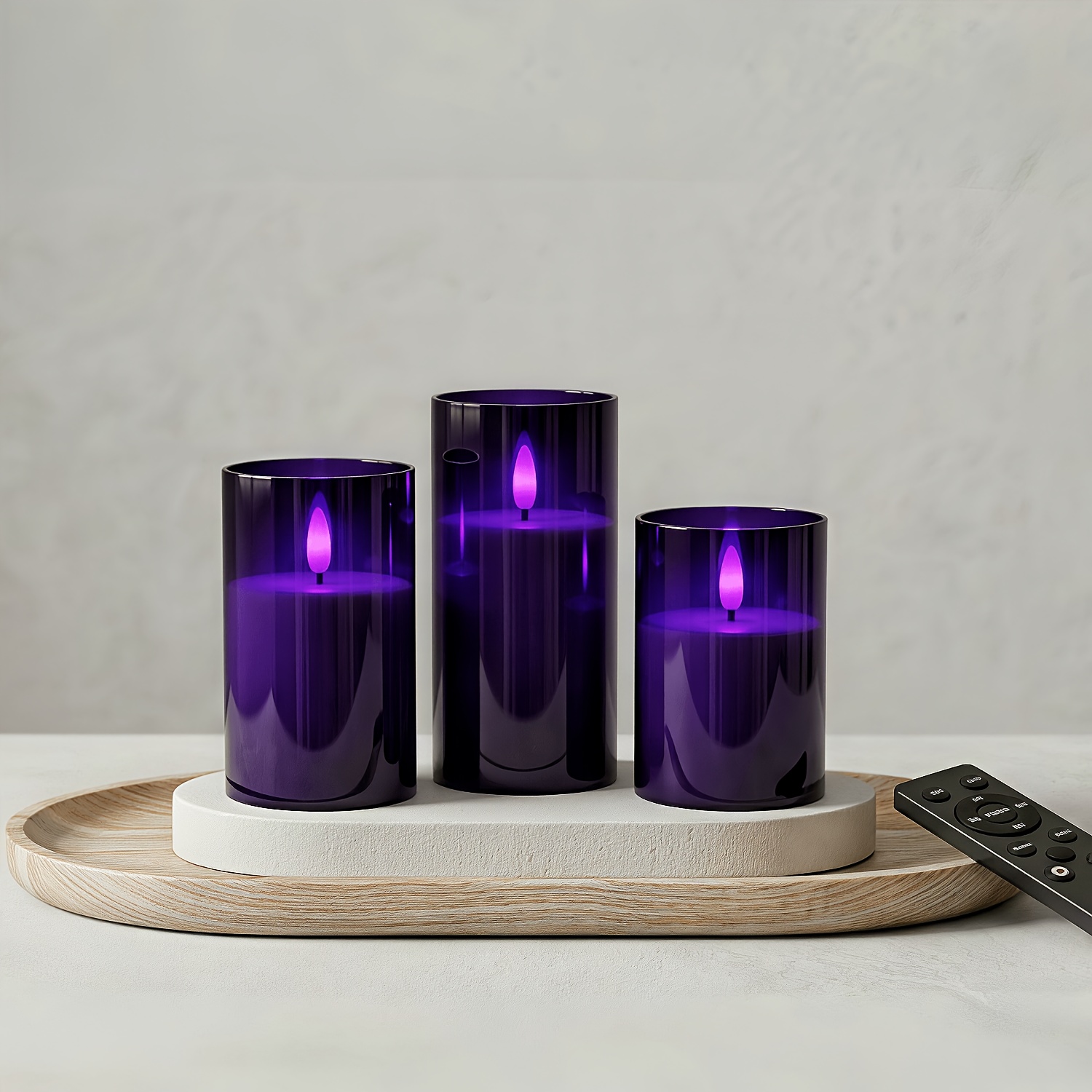 Purple LED Candle Lamp Set with Remote Control