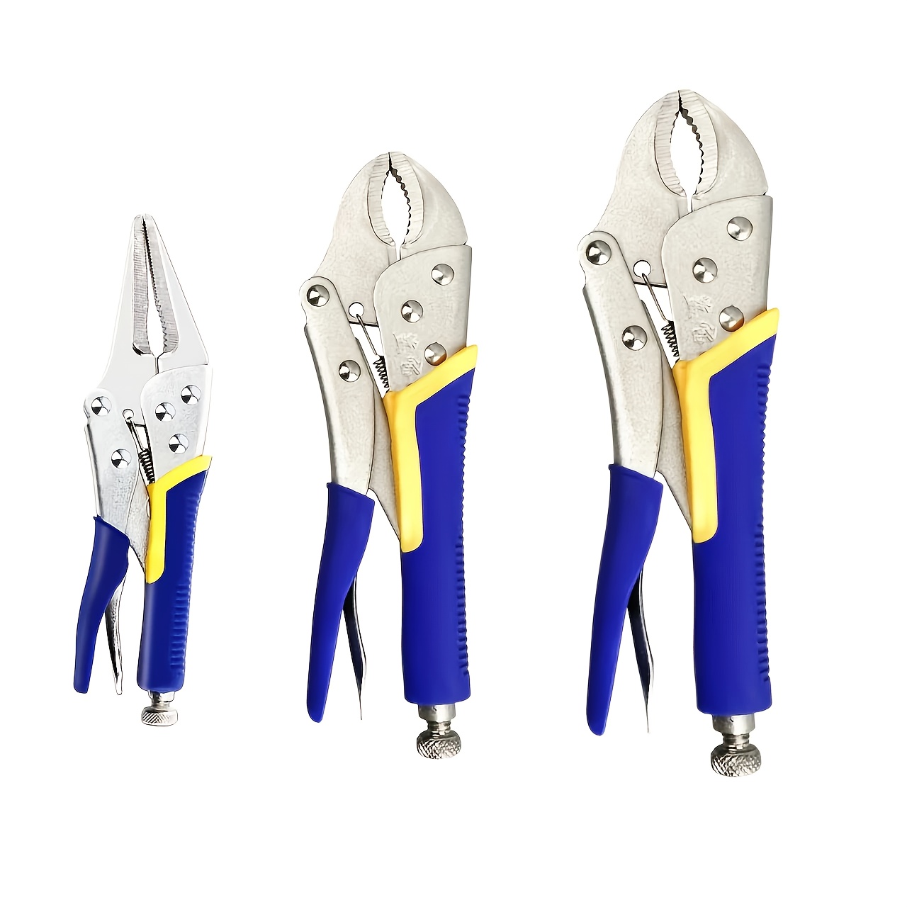 TEMU 3pcs Multifunctional Heavy-duty Pliers, Locking Clamp Set, Locking Pliers And Grippers Group, Heavy-duty Durable Non-slip Round-mouth Pliers,