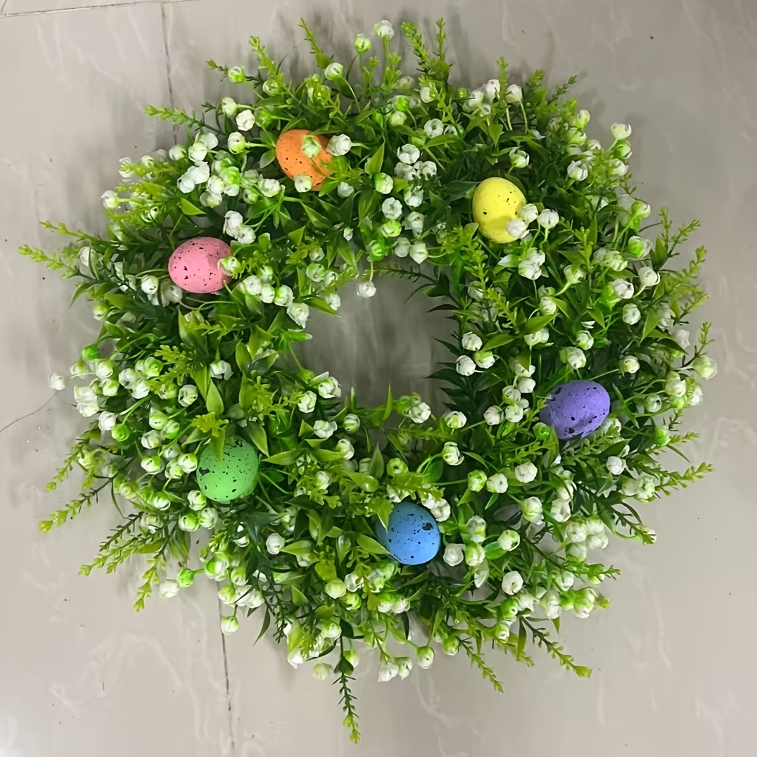 Image of 1pc - And Lifelike Artificial Easter Eucalyptus Egg Wreath, Perfect For Rustic Porch, Front Door, Balcony, And Wedding Decorations, Ideal Easter And Valentine's Day Gift, A !