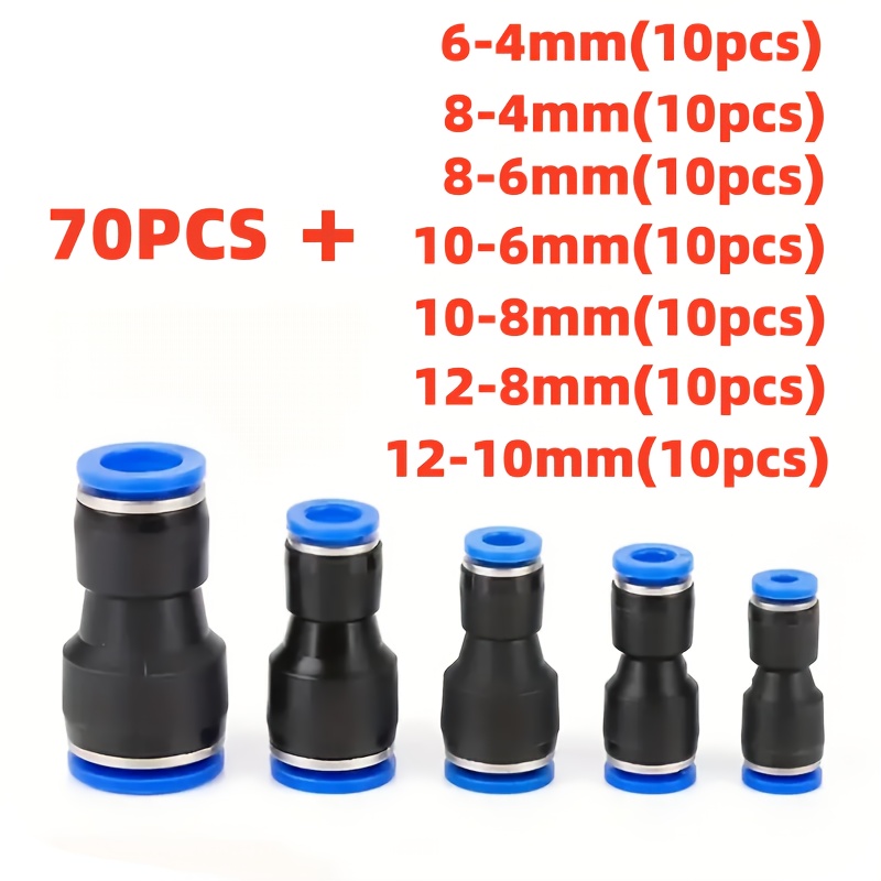 New 28pcs/70pcs Quick Release Plastic Pneumatic Hose Air And Water Line Reducer Adapter Push-in Connector For Air Lines