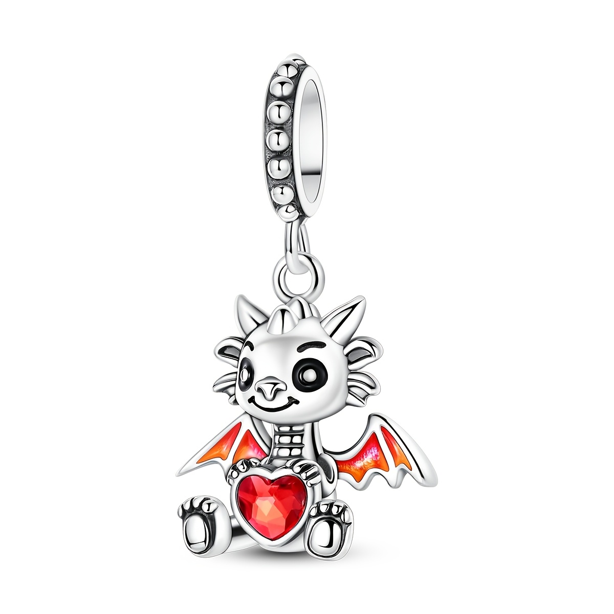 TEMU 1pc Silvery Color Charms Beads For Women Longbao Embraces Pendant Box Packaging Fits Original Bracelet & Necklace Diy Making