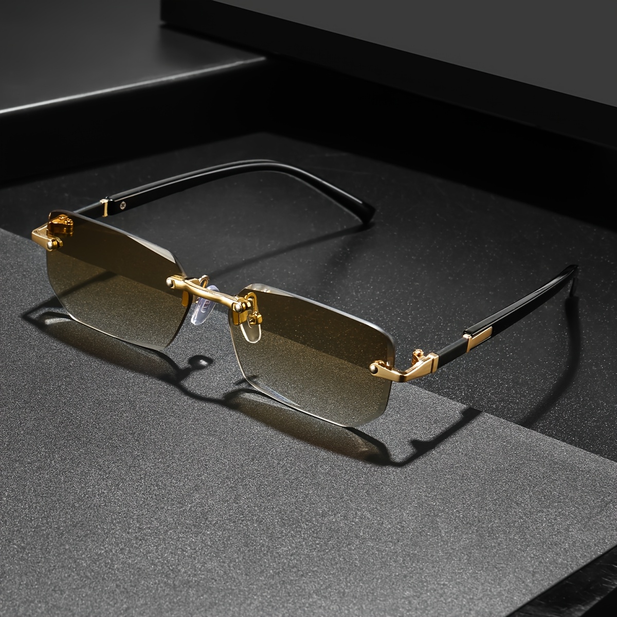 item picture frameless and small framed fashion glasses with trendy european and   edges suitable for   men and women   for daily wear and photo props