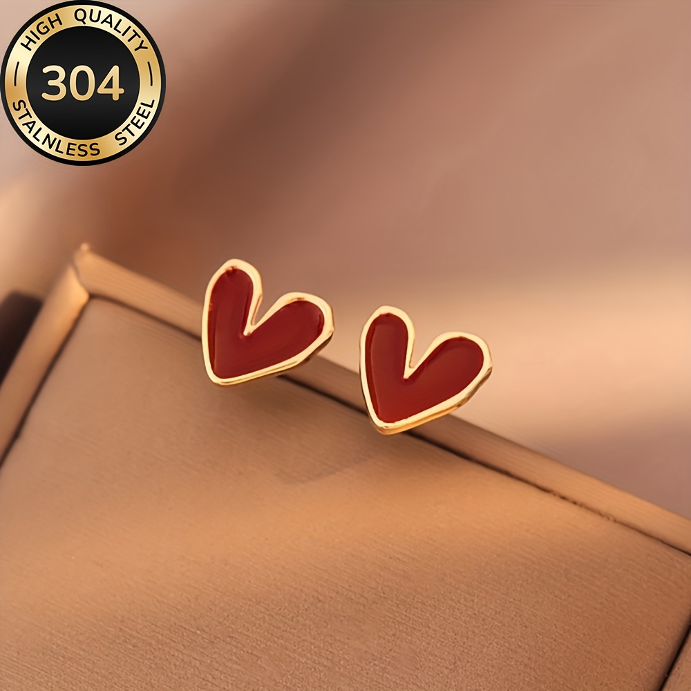 TEMU High-quality Stainless Steel Hypoallergenic Stud Earrings, Anti-fading, Simple And Elegant, Fashionable Women's Earrings And Jewelry Accessories