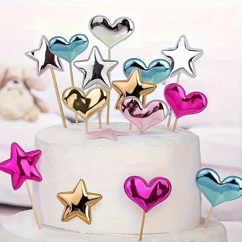 

40pcs Star And Love Cake Topper Decoration,for Cupcake Toppers And Birthday Cake Toppers