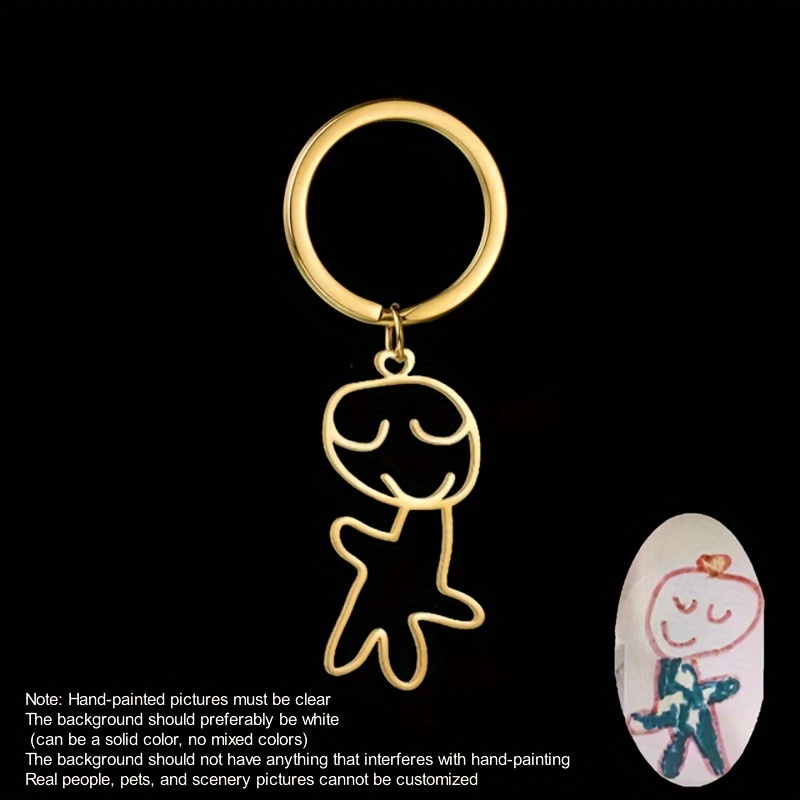 TEMU Custom Chainless Keychain With Hand-painted Photo And Name - Elegant Stainless Steel, Perfect Personalized Gift For Birthdays, Holidays, And