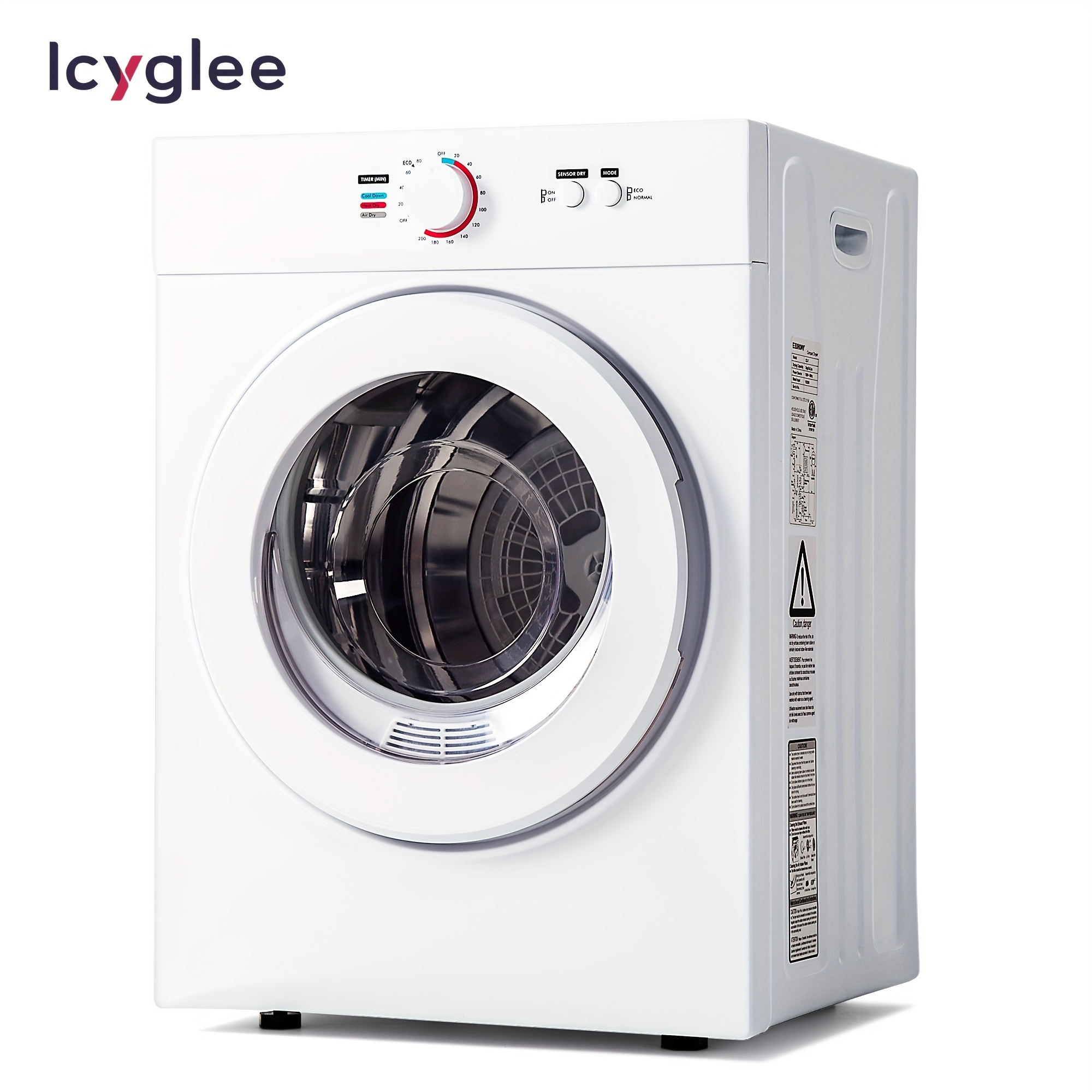 

Icyglee 1.8 Cu. Ft. Portable Clothes Dryers With Ventilation Duct Featuring Stainless Steel Lining, - Compact Drying Machine, Ideal For Apartments, Dorms, Rvs, White