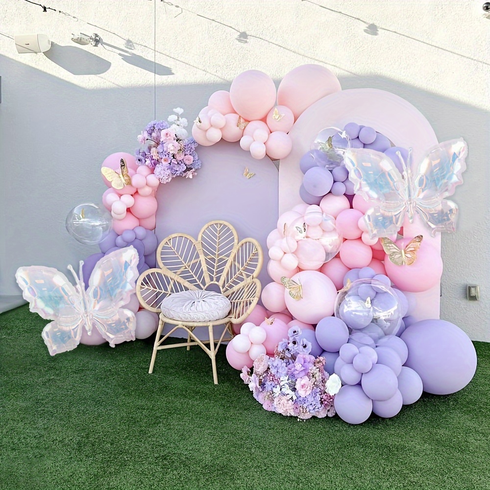 

139pcs Balloon Set: Elegant Butterfly Arch With Pastel Colors And Golden Butterflies - Perfect For Weddings, Bridal Showers, Or Butterfly Themed Parties