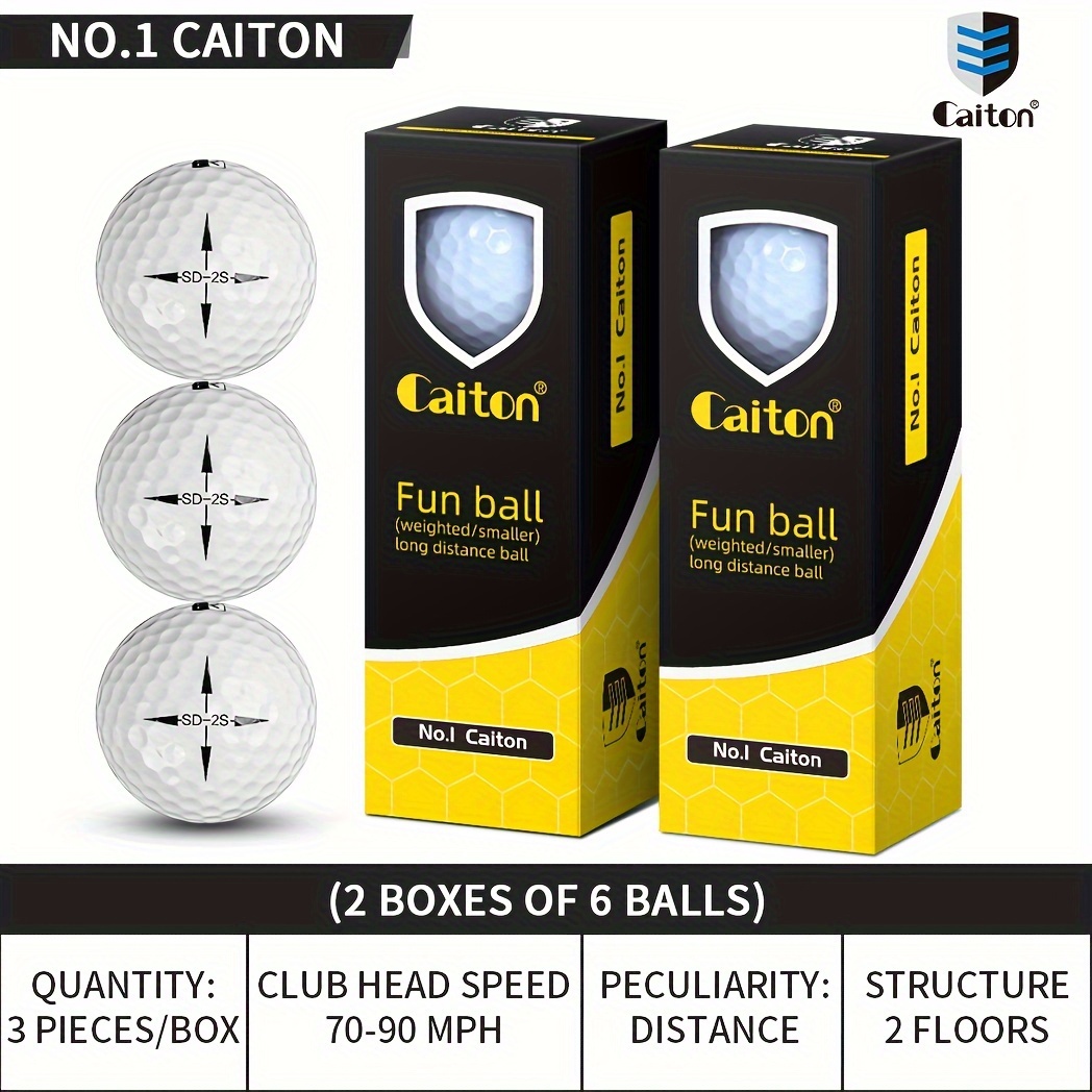 TEMU Caiton Pro Long Distance Golf Ball | Construction | High Rebound | Long Distance | Low Compression | Ultra- | Durability | 6-pack