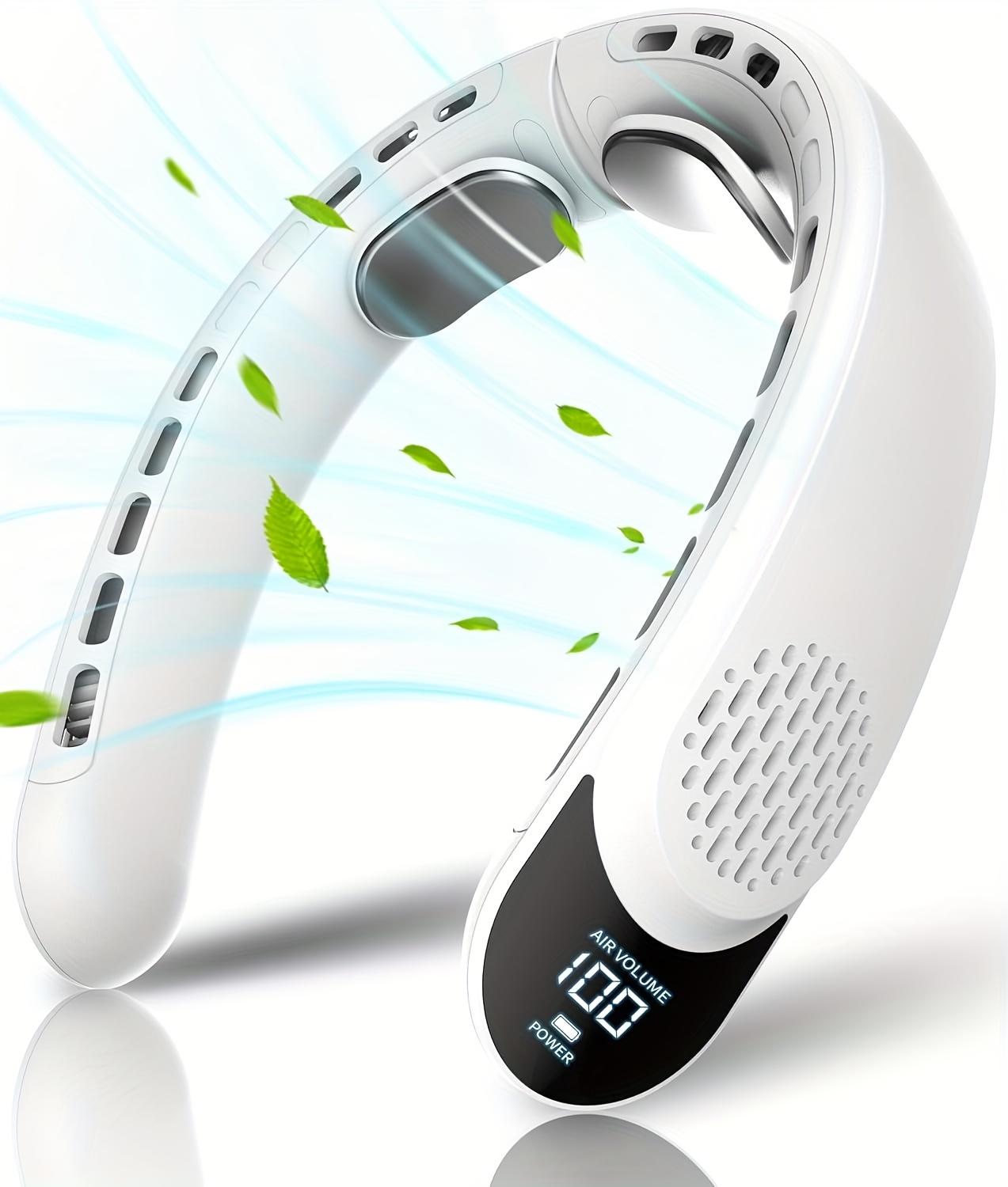  rechargeable neck fan with led display 3 360 cooling personal fan 4000mah usb c portable fan for travel quiet lightweight for women men white portable fan rechargeable Product details 5