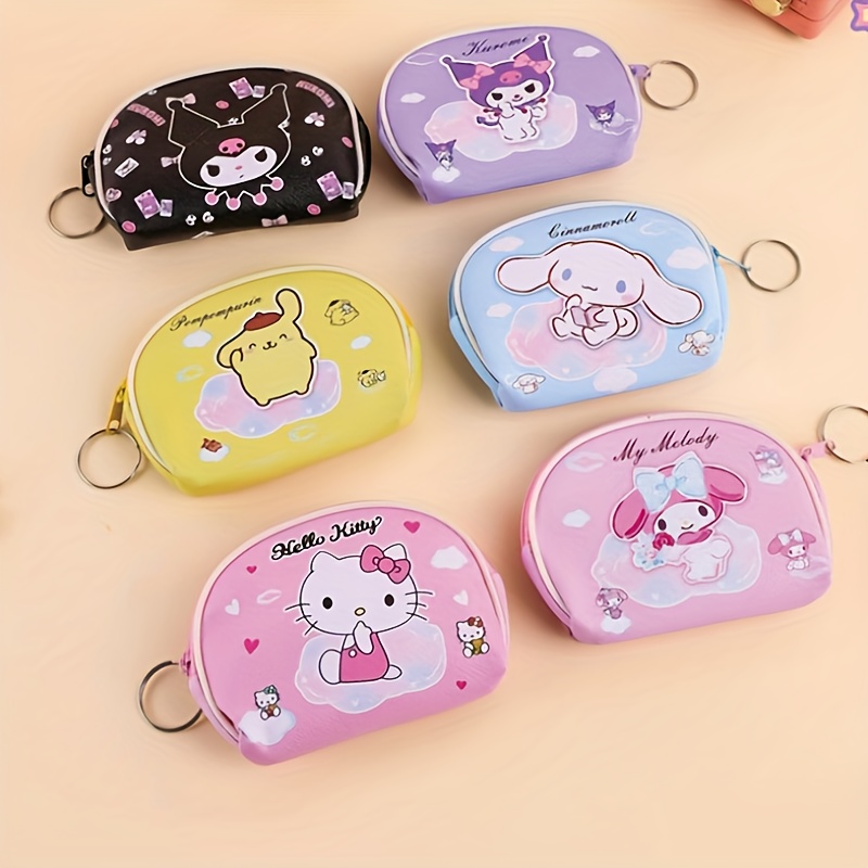 6pcs, Cartoon Hello Kitty Coin Purse With Zipper And Keychain - Cartoon Design Women's Cute Wallet, Ideal For Storing Cash, Keys, Birthday Parties, Holidays, And Parties, Cute Wallet