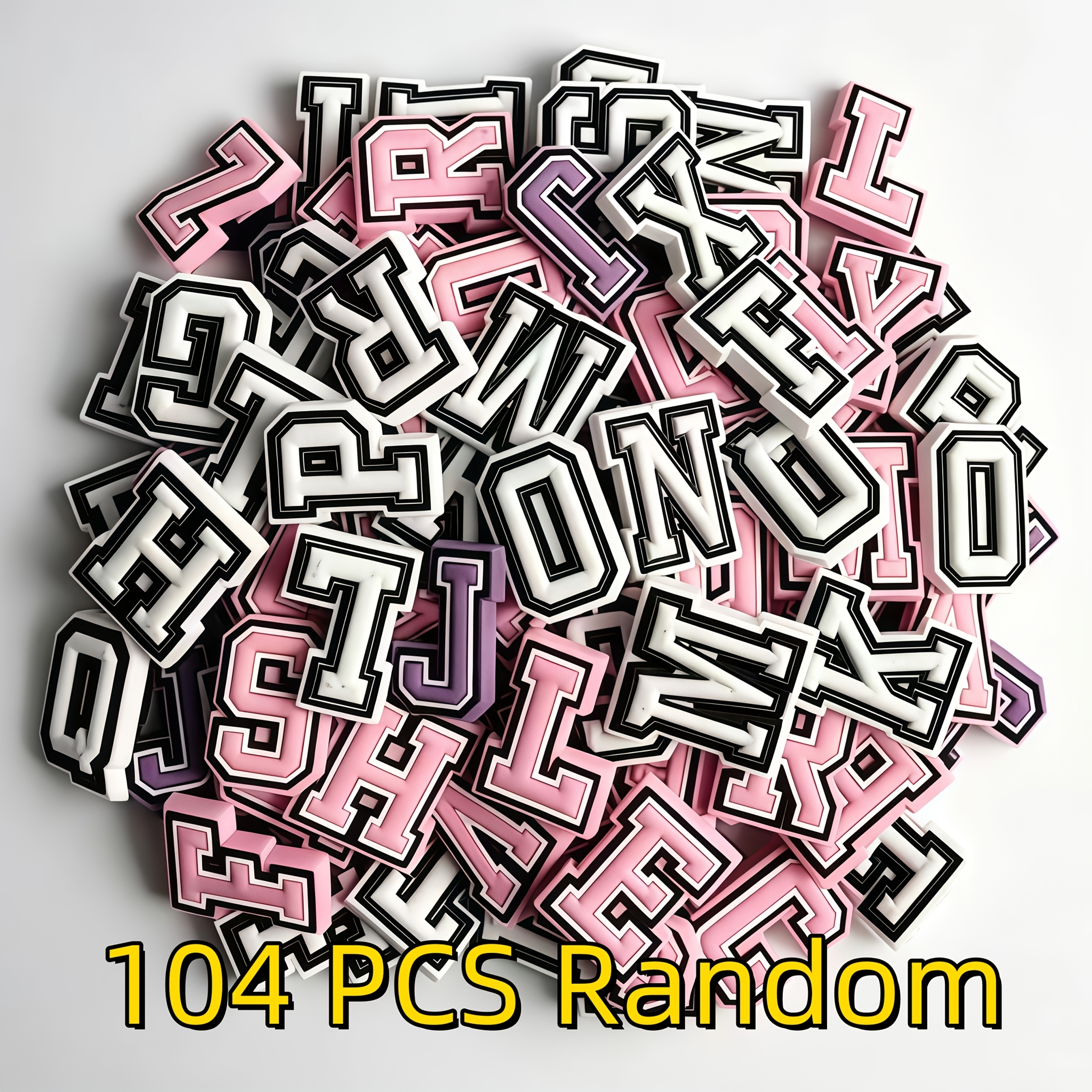 TEMU 52/104/156 Random Color Alphabet Themed Shoe Charms – Suitable For Shoes, Bracelets, Bags, And Accessories. Made Of Pvc Material, It's An Ideal