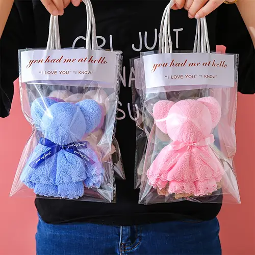 20pcs cuddly bear towel gift set with clear bag ideal for valentines weddings birthdays mothers day christmas party favors