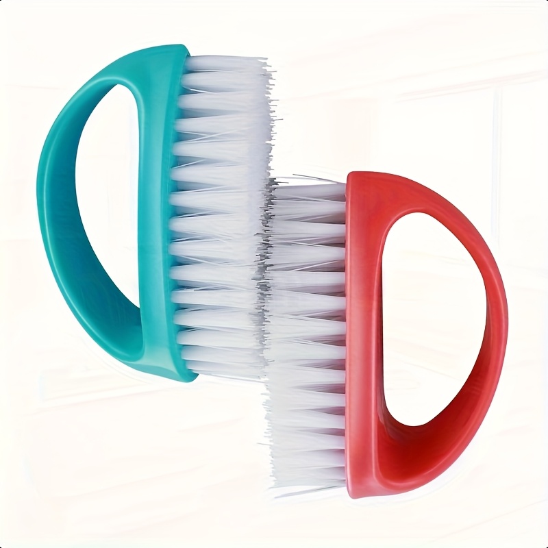 TEMU 2pcs Heavy Duty Nail Cleaning Brushes - Durable Nylon Bristles, Non-slip Grip, Suitable For And Toenails, Home Use Tools - Red And Blue , Essential For Manicure, Portable Design, Sturdy Structure