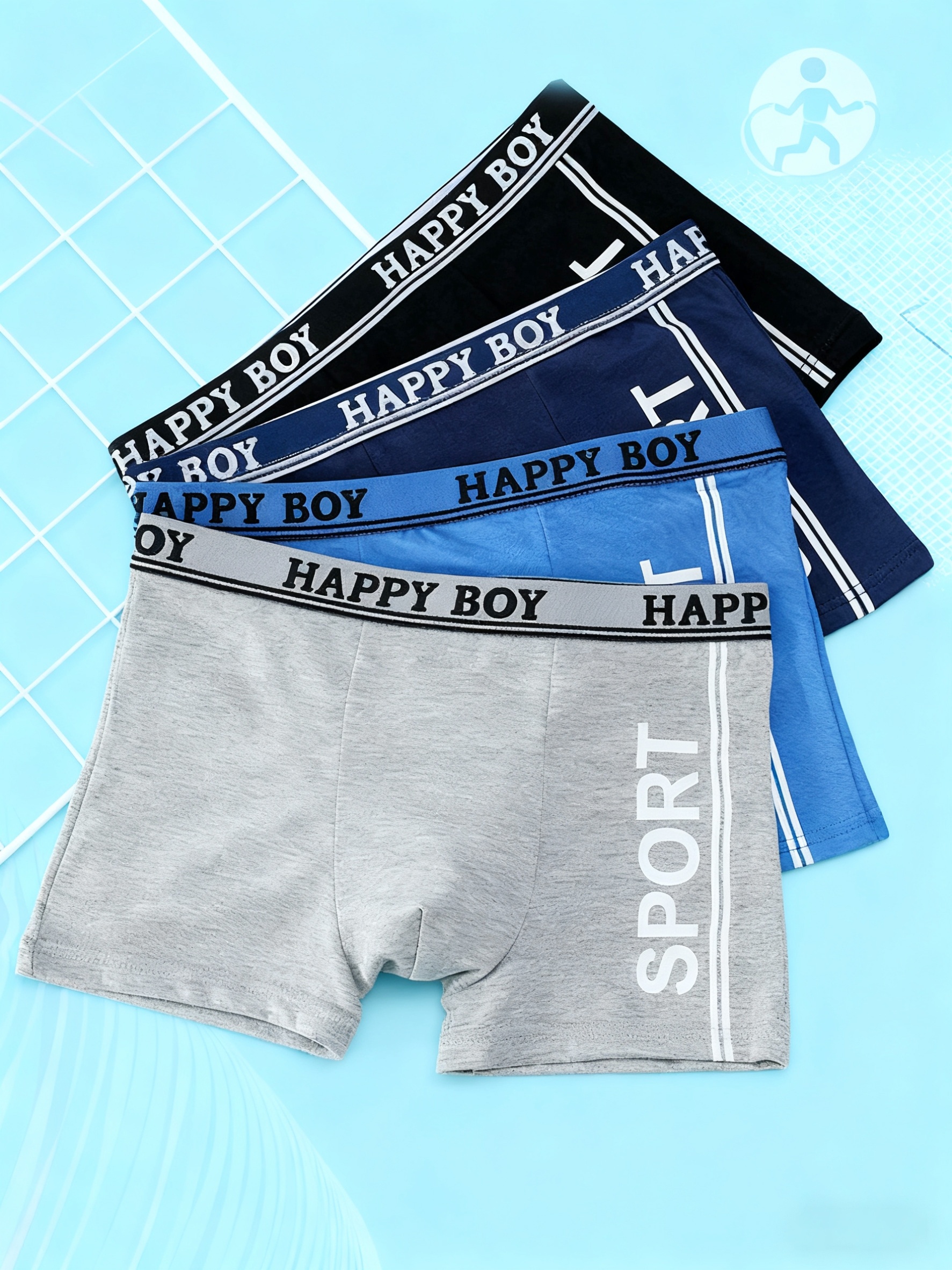 set of 4 boys sports style underwear comfortable and soft boxers
