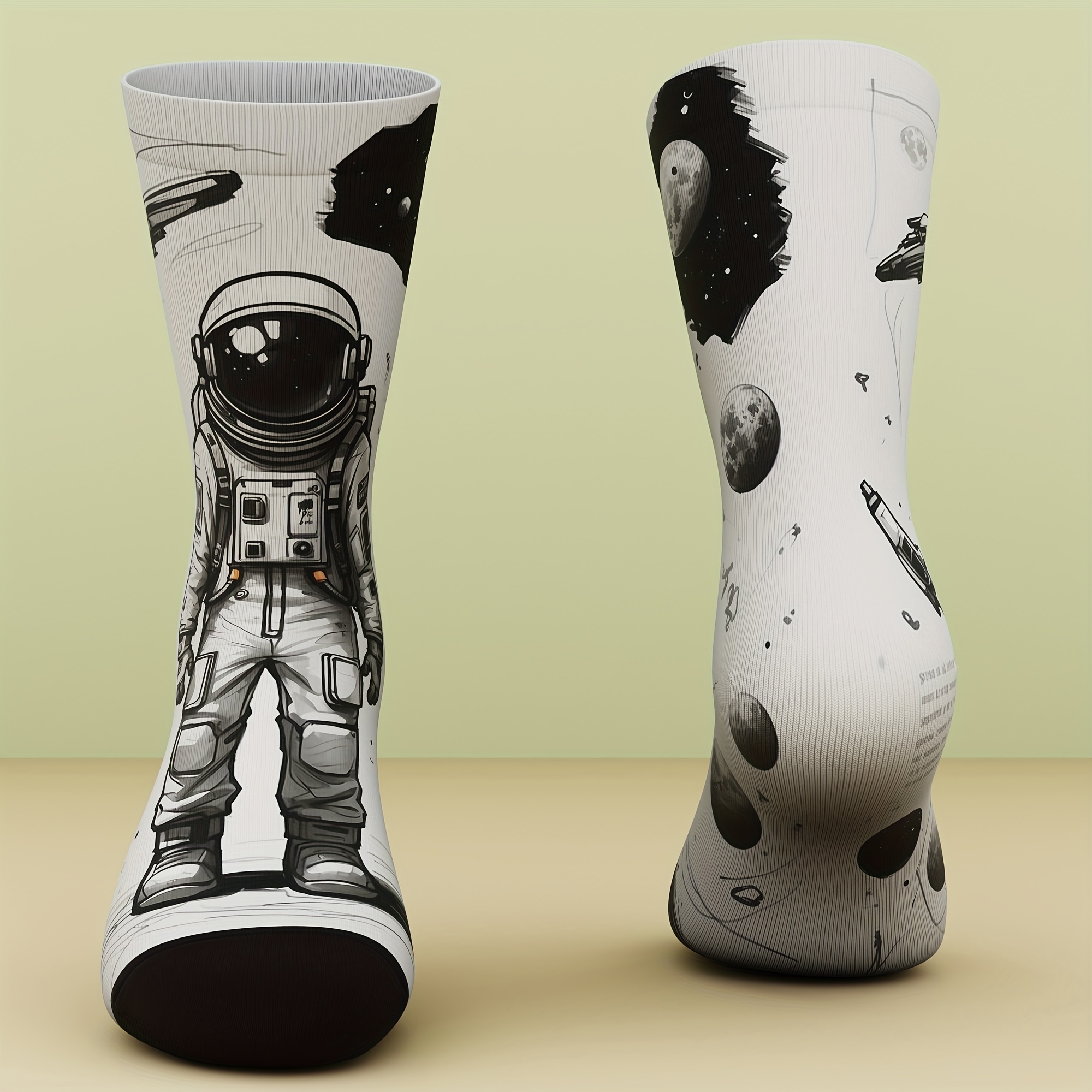 TEMU A Pair Of Unisex Socks With An Astronaut Pattern, Fresh And Bright, A Sock Gift, Made Of Bamboo Fiber, Fashionable And Comfortable, Suitable For