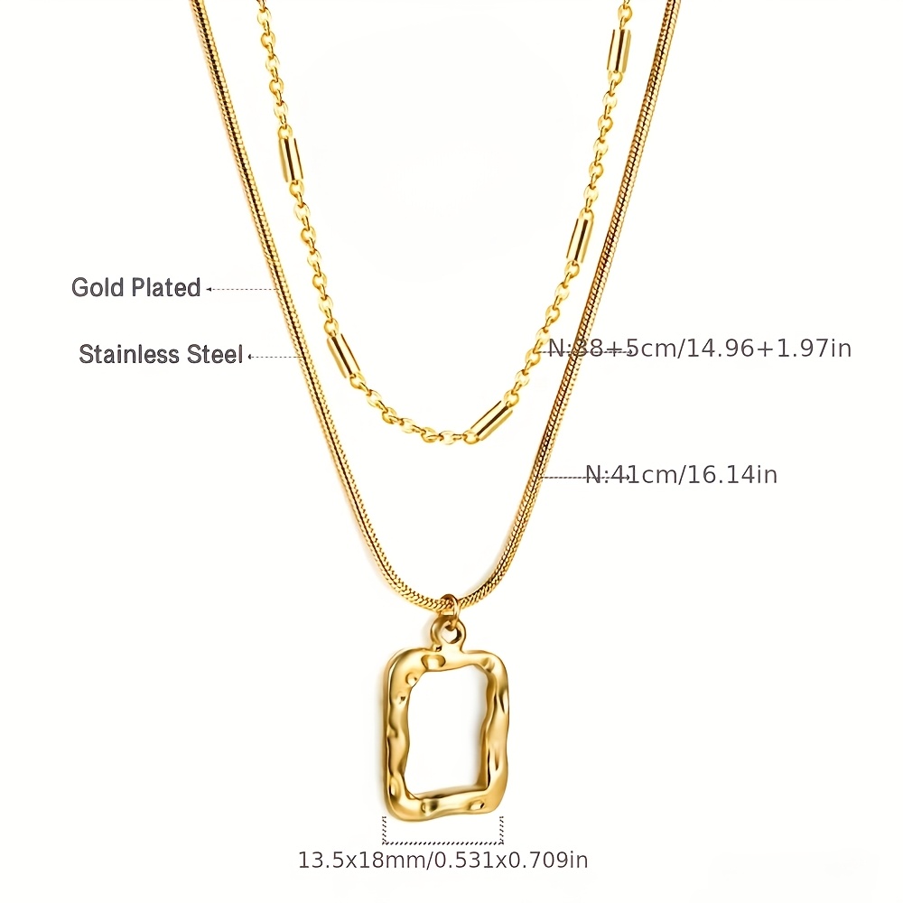 Women's Luxurious Double-Layer Square Pendant Necklace