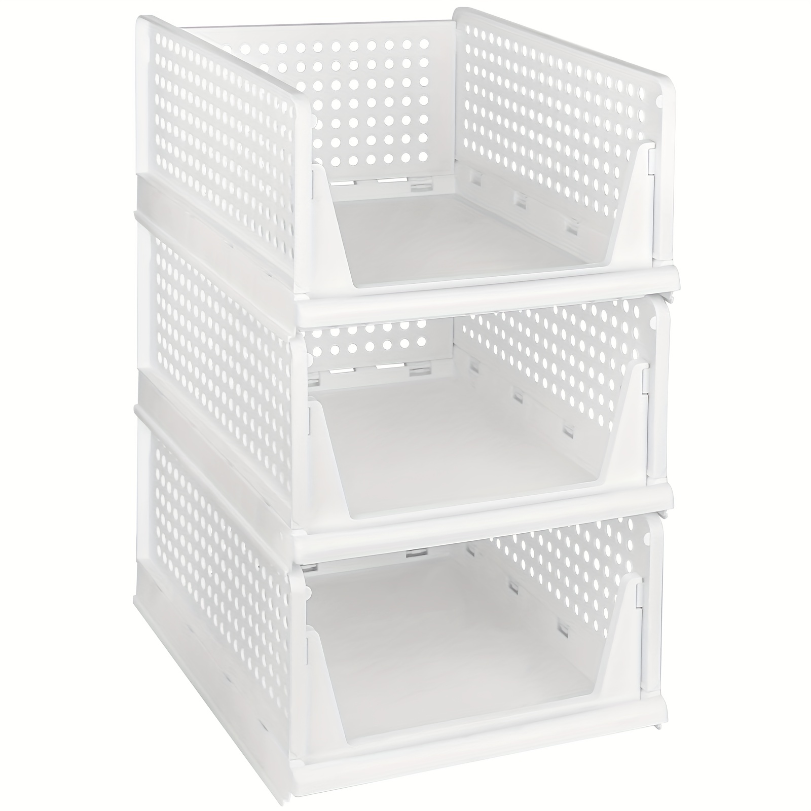 TEMU 3pcs Stackable Plastic Drawer Organizer Set: Smooth Pull-out Design, A Versatile Organizing Tool For Wardrobes/desktops/kitchens, Modular And
