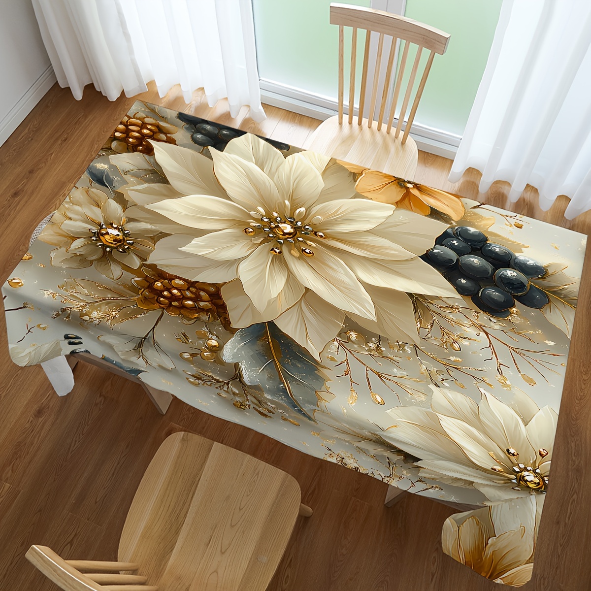 

1pc Christmas & Tablecloth - 100% Rectangular Table For , , And - Decoration