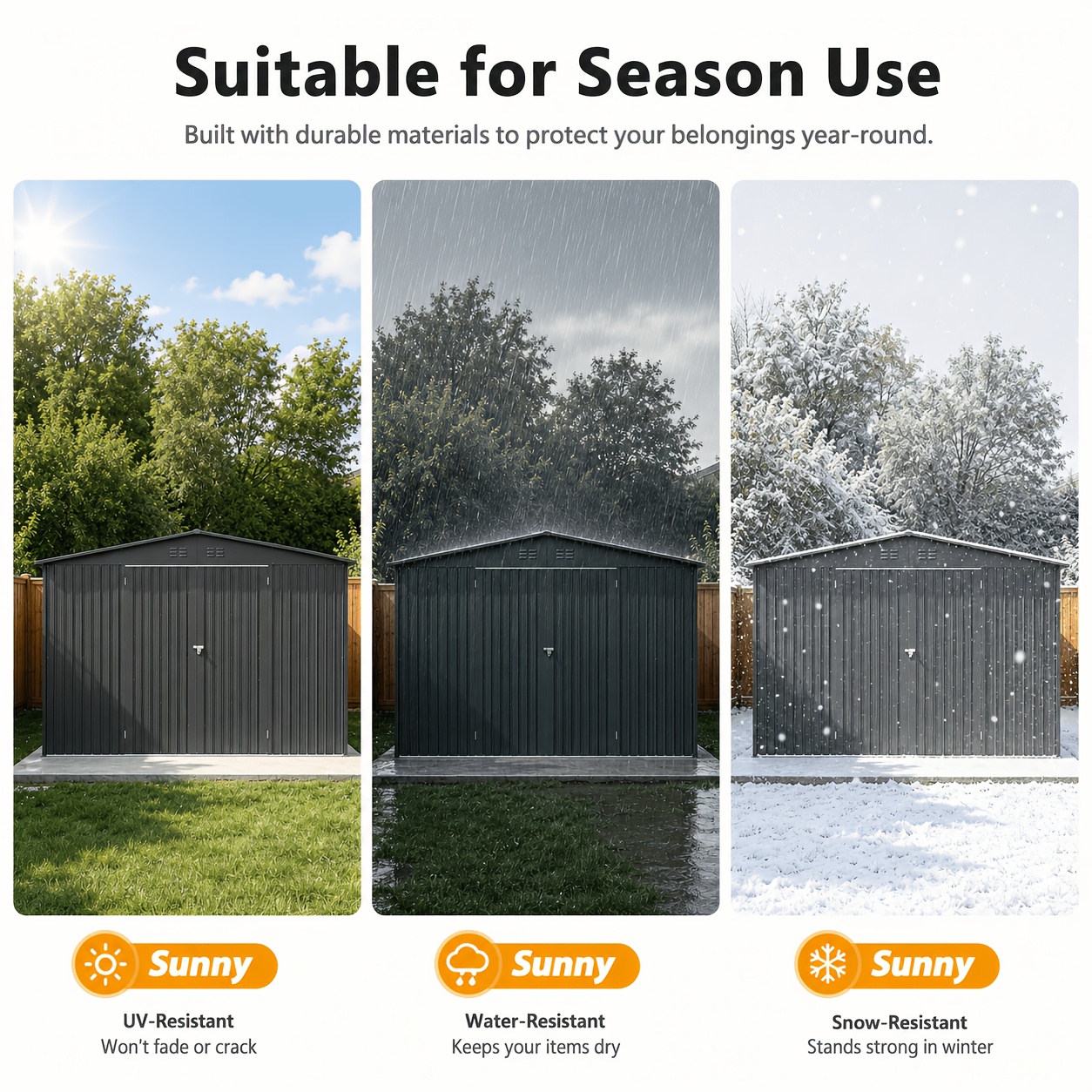 12ft x 20ft metal storage shed with sloped   lockable door black Product details 2
