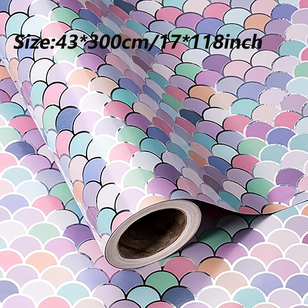 Image of Mermaid Scale Bright Aluminum-plated Wrapping Paper | 43cm*300cm | Suitable For Birthday, Valentine's Day Gifts And Party Decorations | Ocean Dream Elements