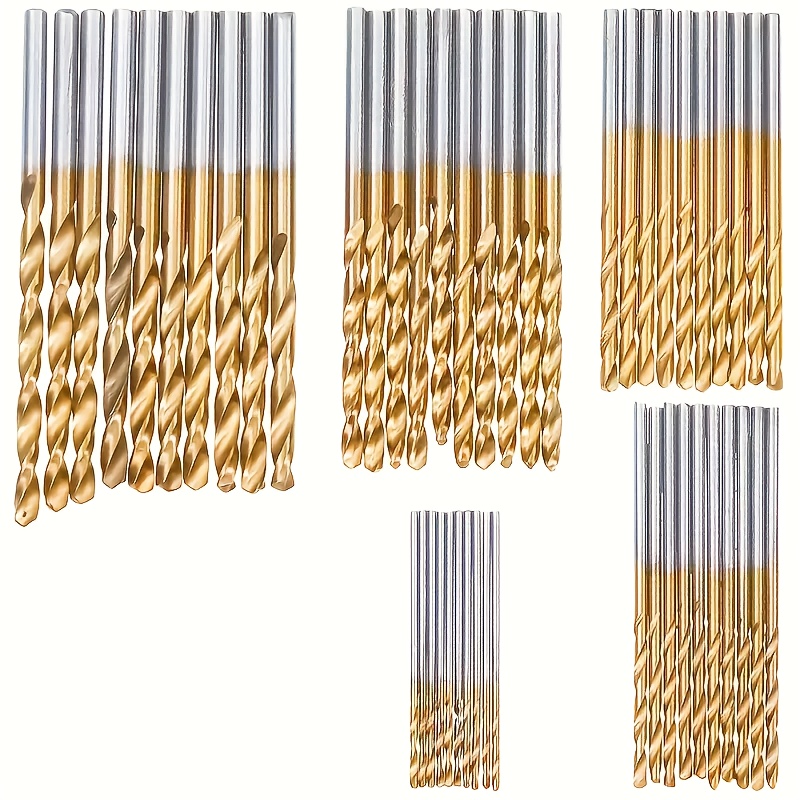 50pcs Coated Hss Drill Bit Set - 1-3mm Steel, Round Shank For Metal And Wood, Spiral Flute Design , Durable Mixed Sizes For And Handheld Electric Drills, Woodworking Tools | Structure