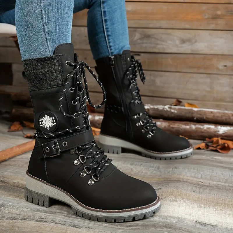 Womens Winter Warm Slip Resistant Snow Boots Full Zip