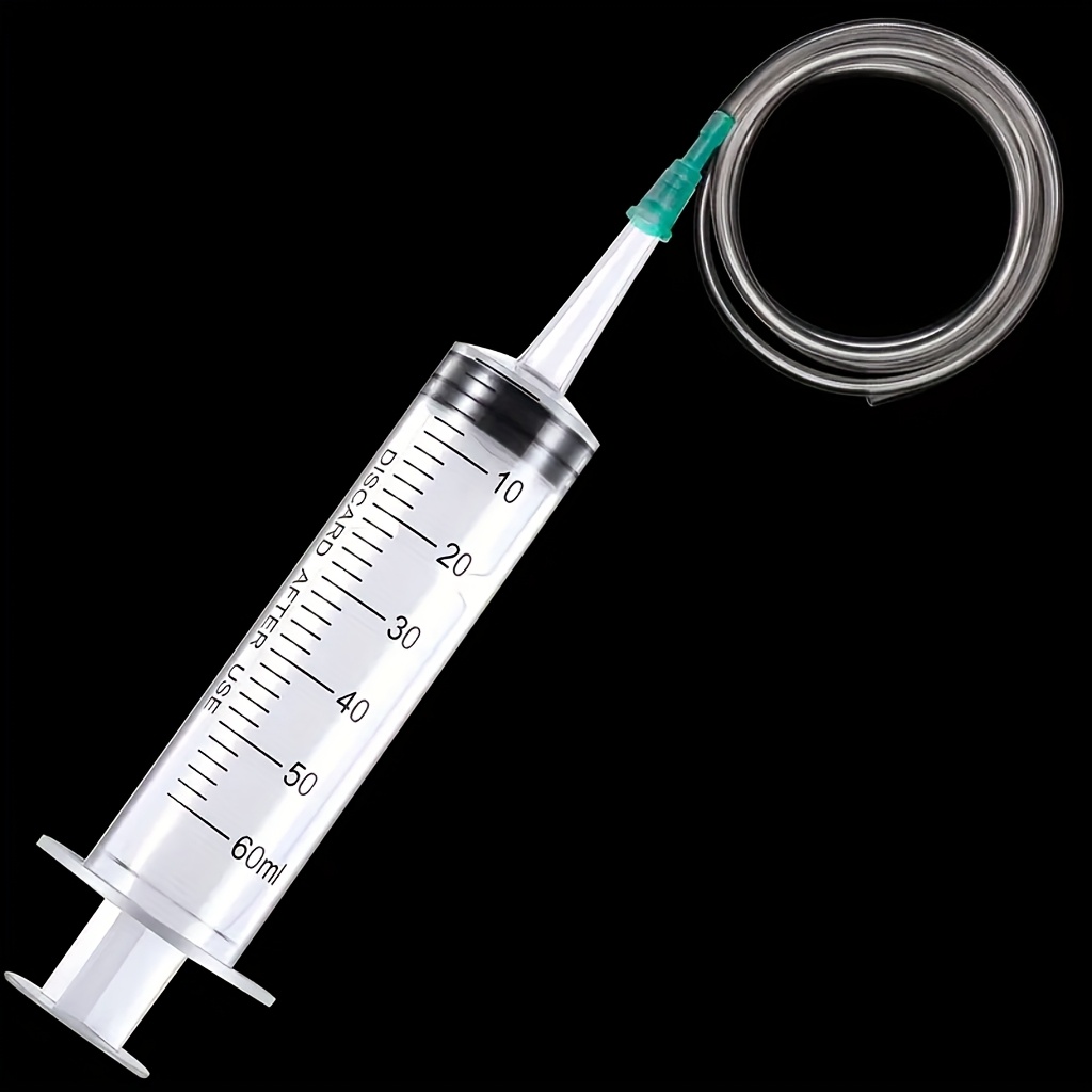 Image of A 60ml With A 30cm Soft Tube, Designed For Large Liquid , Suitable For Measuring, Watering, , Feeding Pets, Scientific Laboratory Use, Oil Or Glue Applications, Oral Dosing, Measuring, And Dispensing