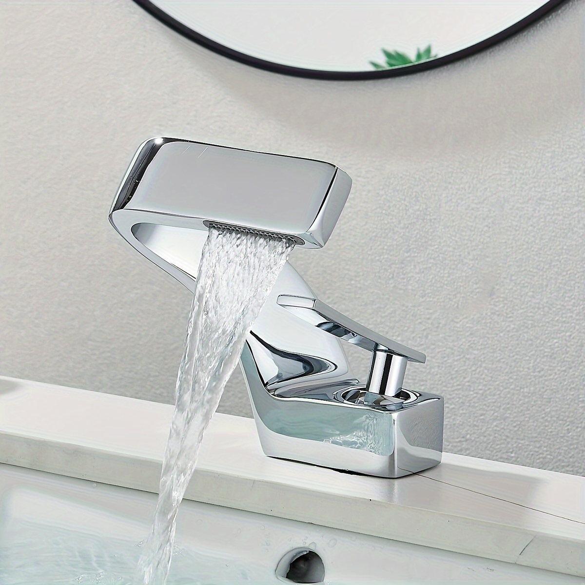 

Bathroom Sink Waterfall Faucet, Single Handle Hot And Cold Water Mixer Tap, Vanity Sink Faucet Including 2 9/16" Hoses (&brushed Nickel&)