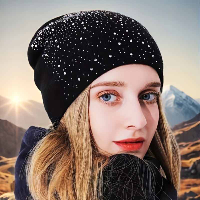 

Full Diamond Hot Diamond Women's Beanie Y2k Trendy Outfit Alternative Exaggeration Breathable Lightweight Warm And Strong Ball Dressing New Year Gift