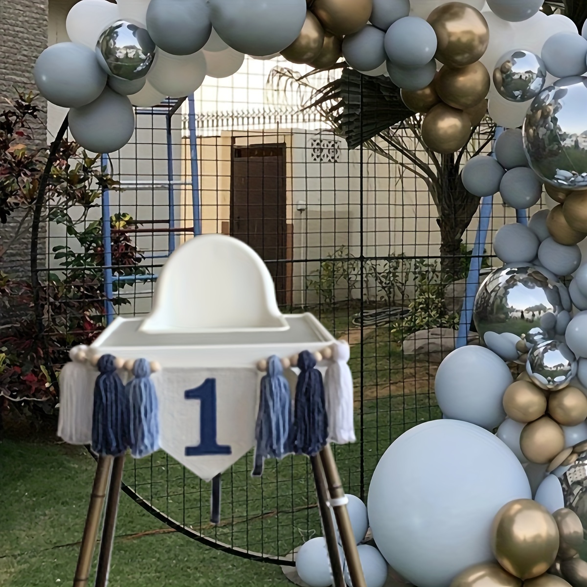 Striscione Olografico Blu Per 7° Compleanno - Decorazione Festa 3.9m, Adatto Interni/Esterni, Prodotto UK