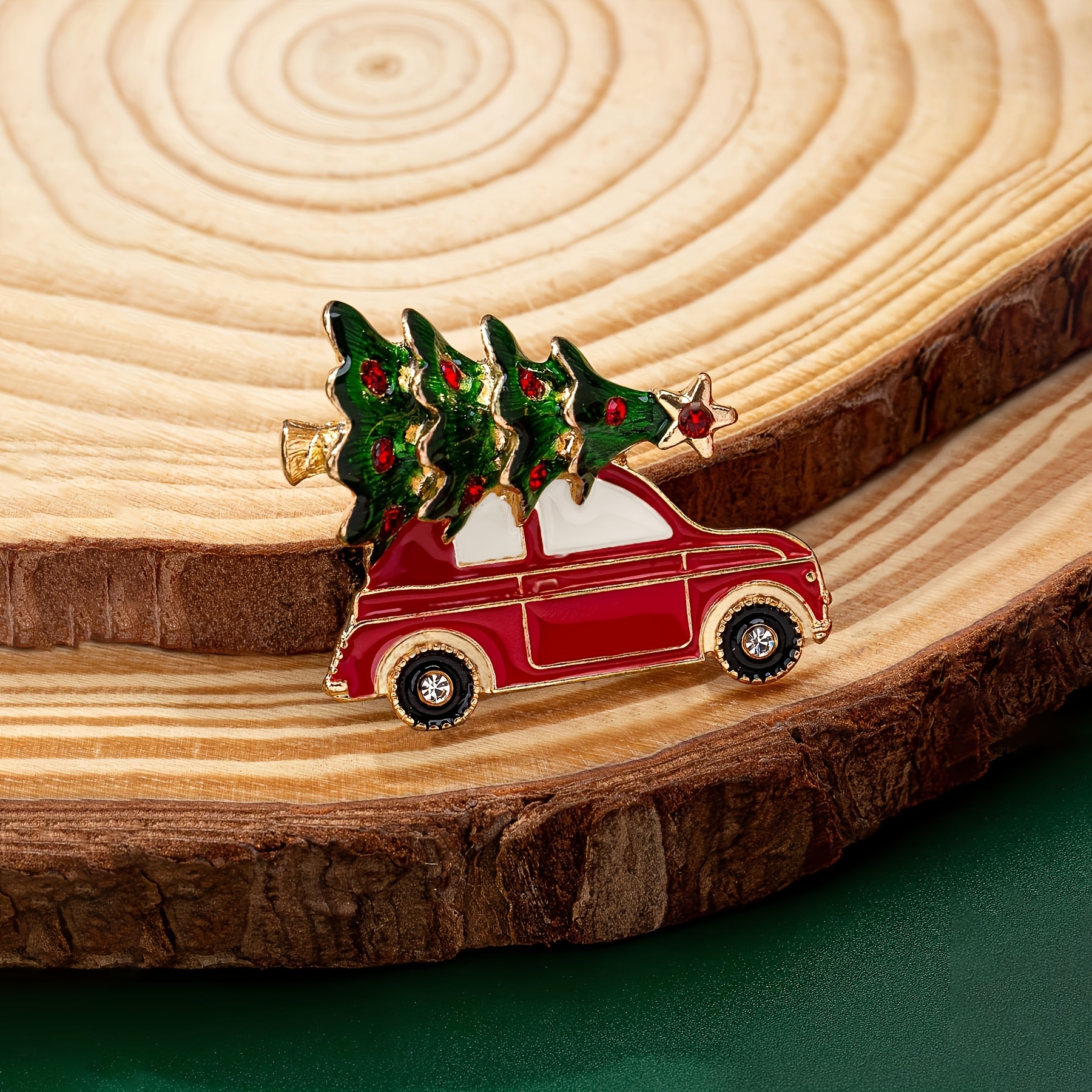 

Elegant Christmas Tree & Car Brooch Pin - Zinc Alloy, Holiday Parties & Gifts