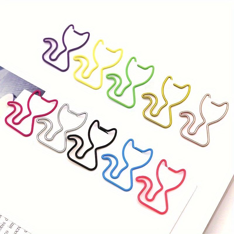 

20pcs Kitten Shape Paper Clip Office Stationery Supplies Color Pin Bag Plastic Line Paper Clip Office Document Classification Clip