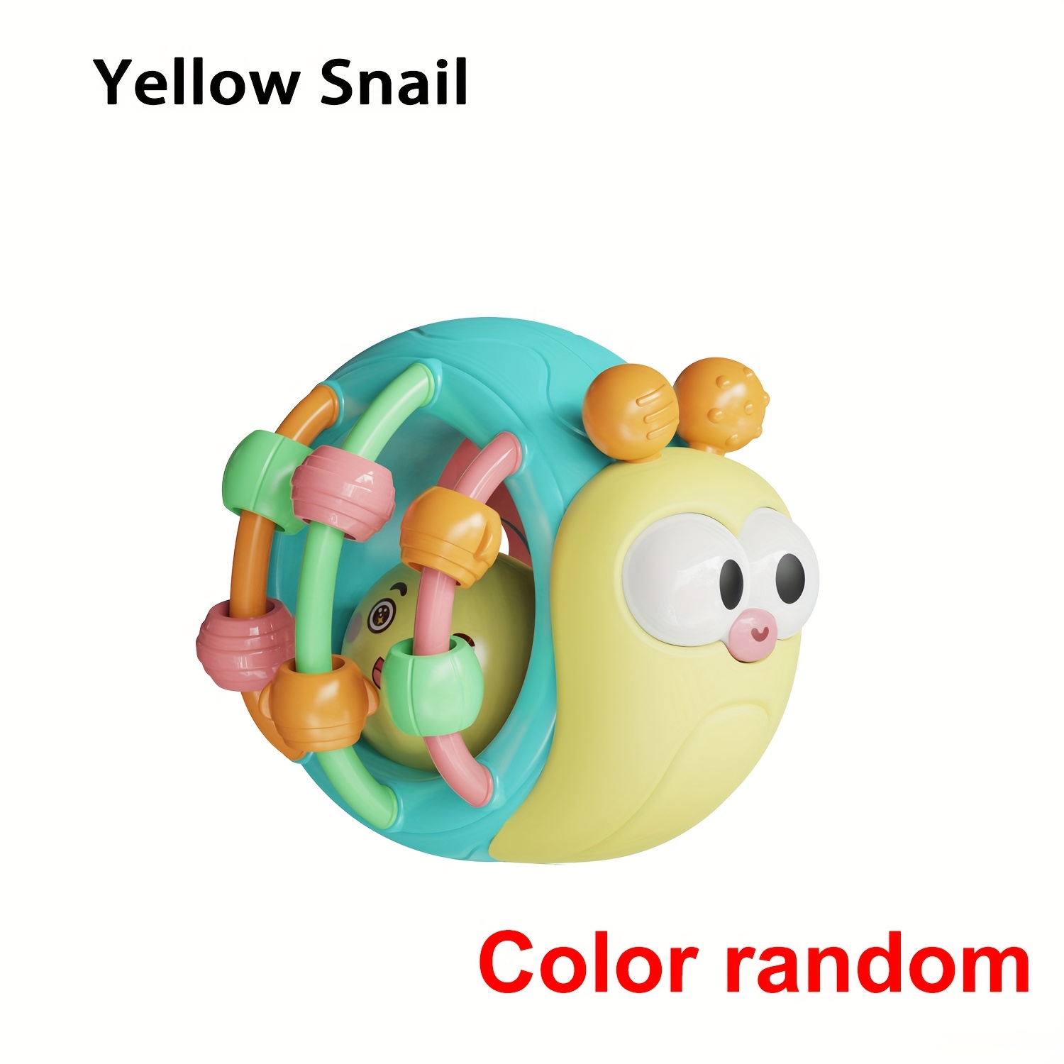 Baby Teething & Grasping Toys - Infant Safe Crinkle Squeaky Snail Ball With Rattle, Soft Toy For 0-12 Months, Easy To Hold