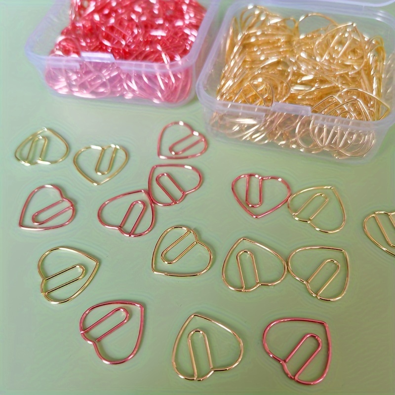 

100pcs Mini Heart Paper Clip, Creative Paper Clip, Office And School Paper Clip