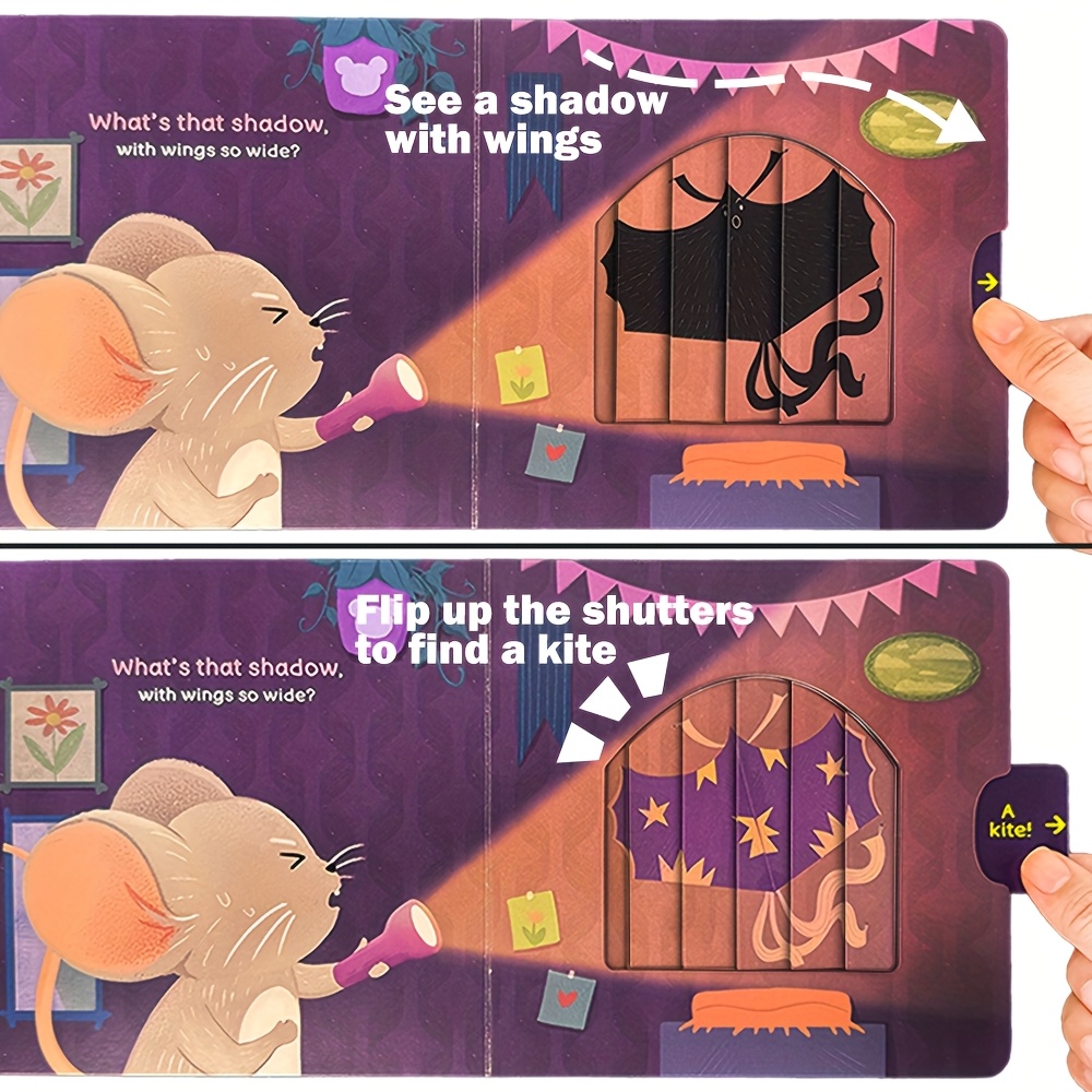 Mouse's Fear of the Dark, Push-pull books, busy book, Parent-Child Learning Activity Book -Overcoming fear and cultivating courage in preschool children, Independent Operation Skills Fun Mechanical Design for Hands-On Ability Training, Playful Illustration, Durable Board Book, Engaging Illustrations, Sturdy Construction, Top Gift: Christmas & Birthday Present
