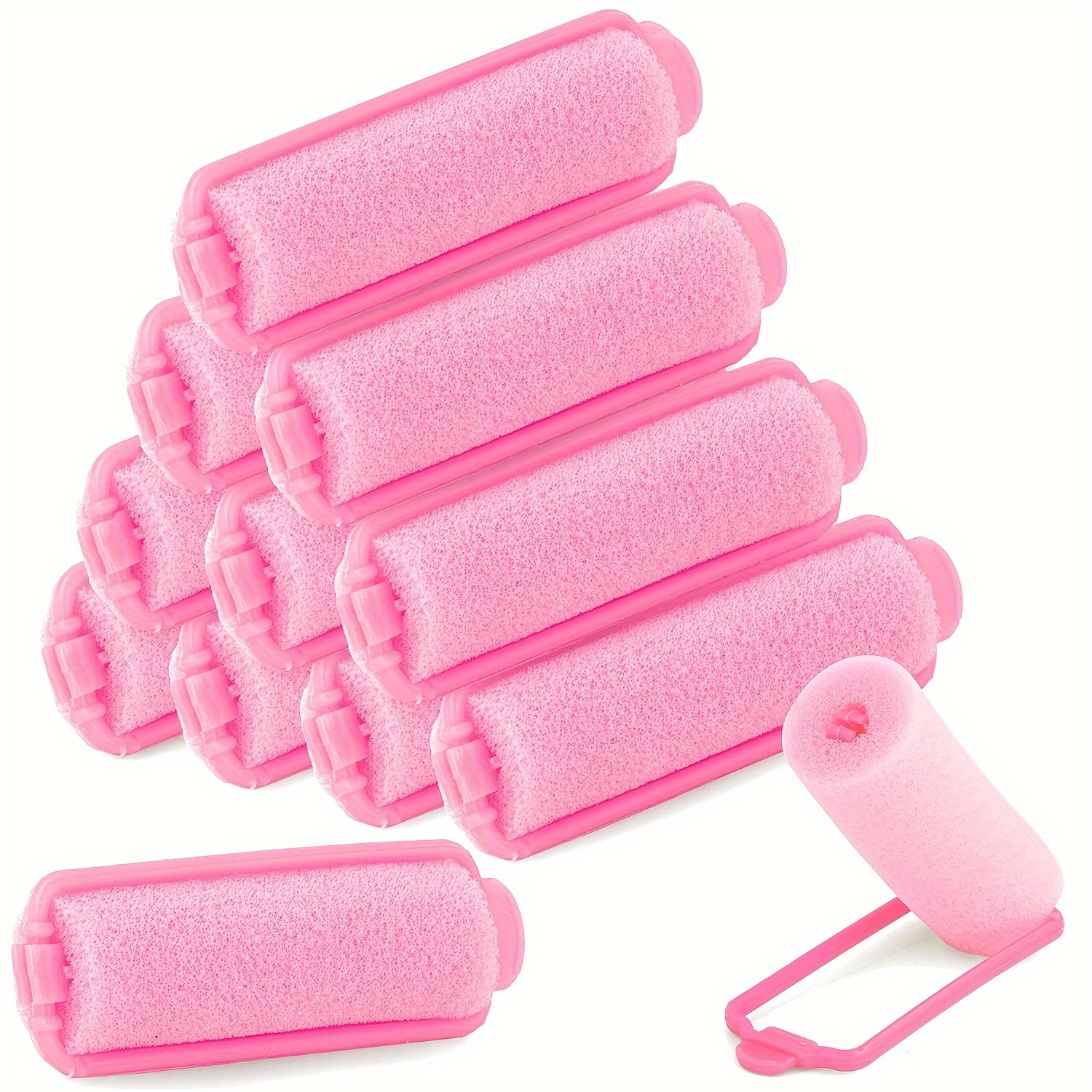 

12pcs Pink Foam Sponge - Soft, For Women & Girls - Portable Styling Tools For All Hair Types, Hair Rollers