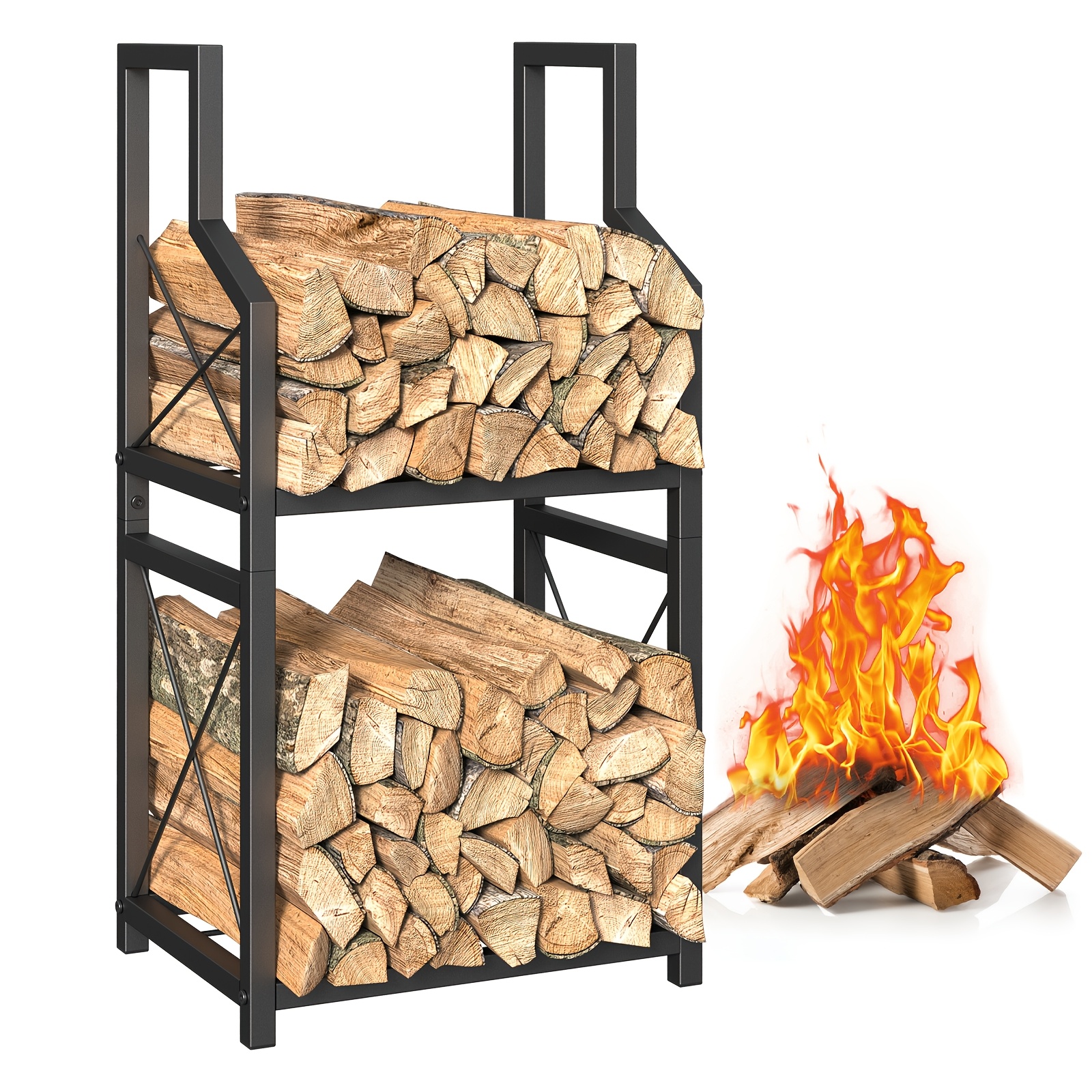 

Tuenort 2-tier Firewood Rack, Polished Metal Log Holder, Multipurpose, Space-, Easy , With Tiered Shelf Design For Indoor Fireplace, Outdoor Patio, Fire Pit, Stove