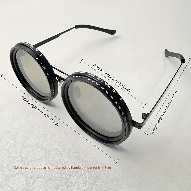 2025 swivel eyewear steampunk inspired swivel lens eyewear adjustable of brightness alloy frame black with gray lenses outdoor light blocking fashion accessory fashion statement eyewear steampunk eyewear alloy frame eyewear details 1