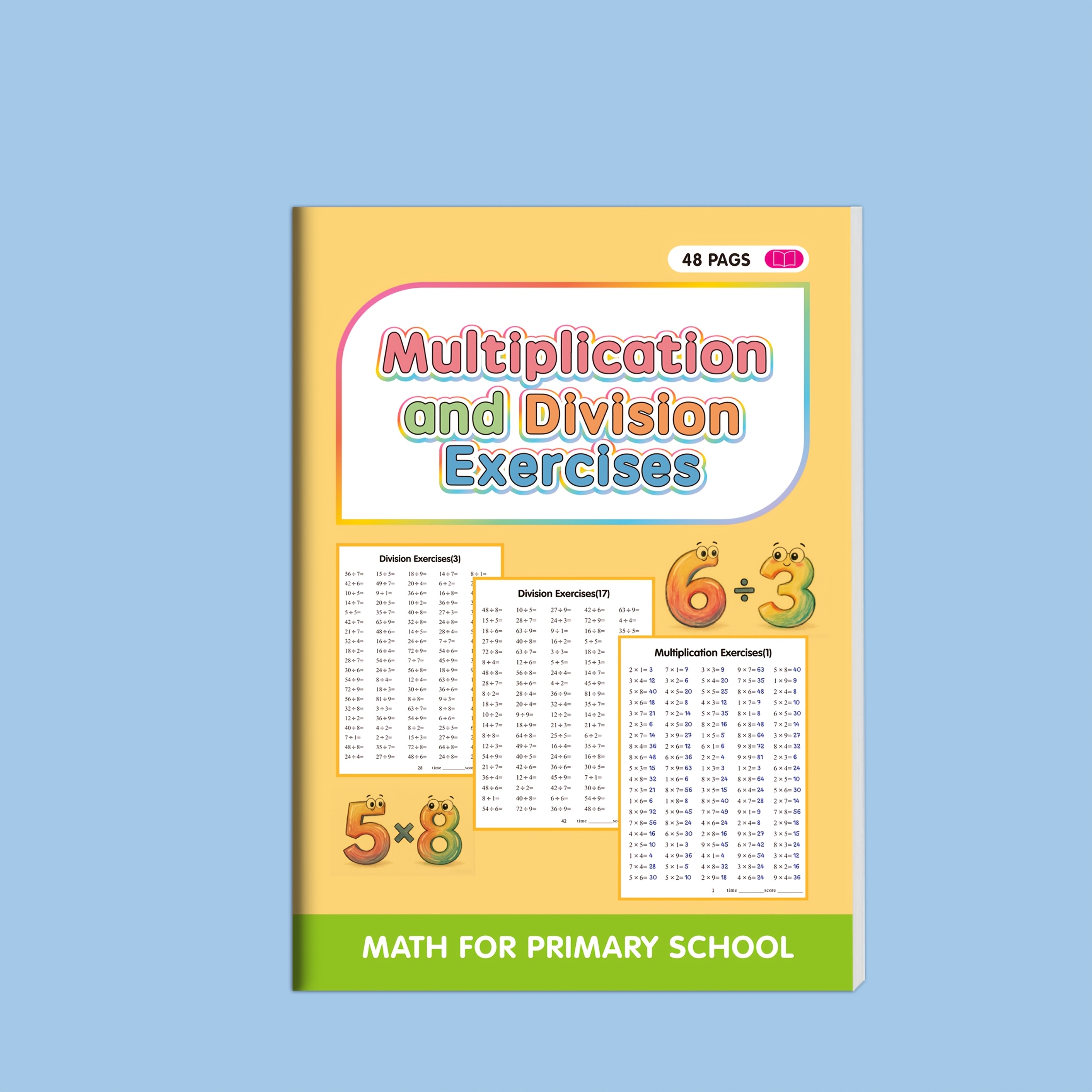 TEMU Cahier d'exercices de multiplication et de division de 48 pages, exercices manuscrits et traçage de chiffres, 'entraînement aux tables de