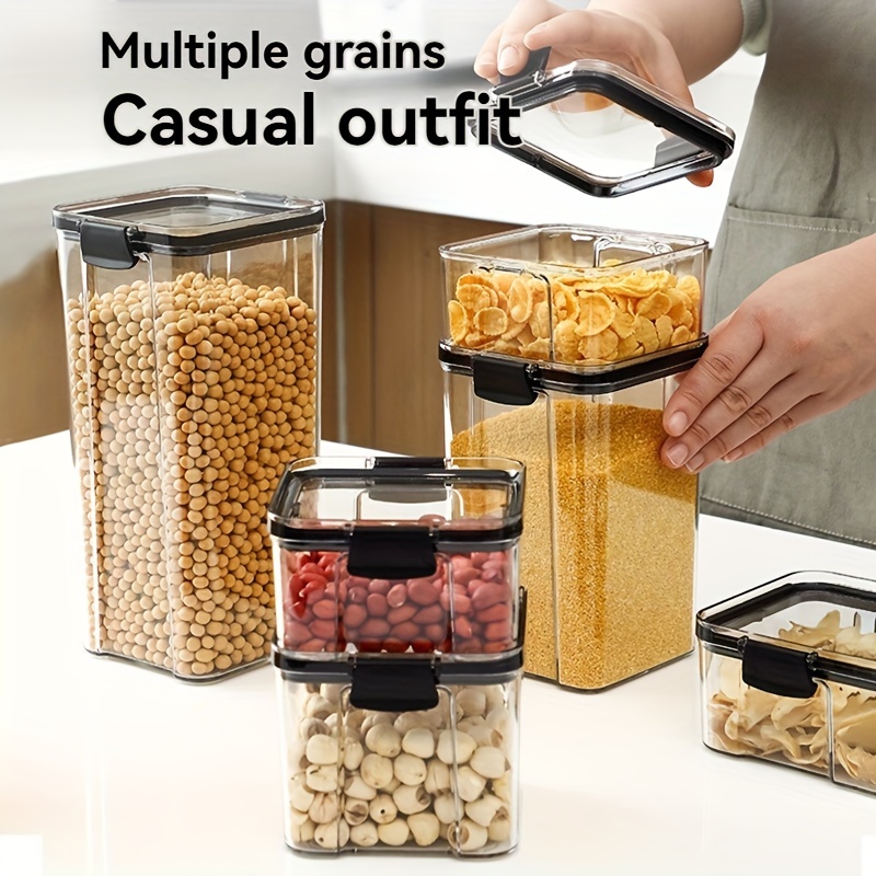 

4-piece Bag-sealable Clear Food Storage Containers - Perfect For Storing Flour, Sugar And Other Kitchen Supplies