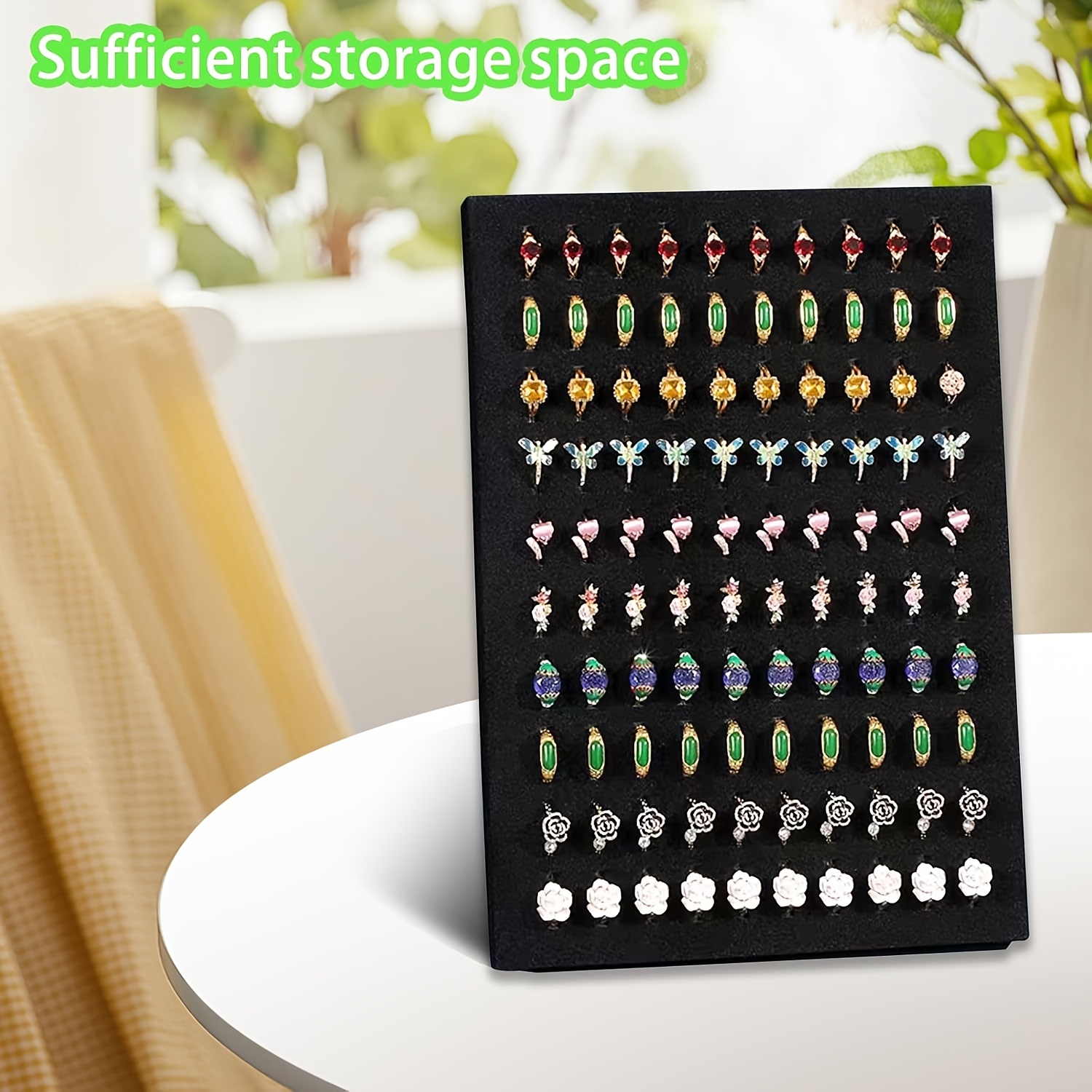 Black Velvet Ring Holder with 50 Card Slots