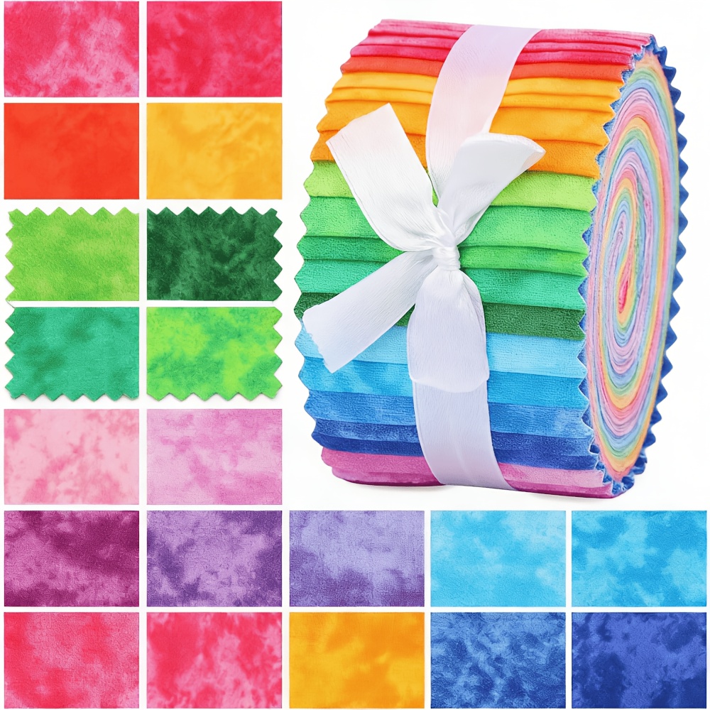 E-shop 20 Stück Mehrfarbiger Tie-Dye-Stoff geeignet für Handnähen & Quilten - Vorgeschnittener Paisley-Druck Nähstoff mit lebendigen Farben, Rolle