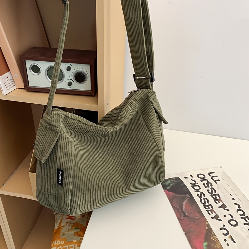 Corduroy Material Single Shoulder Bag Crossbody Bag For Women And Men Trendy Simple Large Capacity Casual Backpack