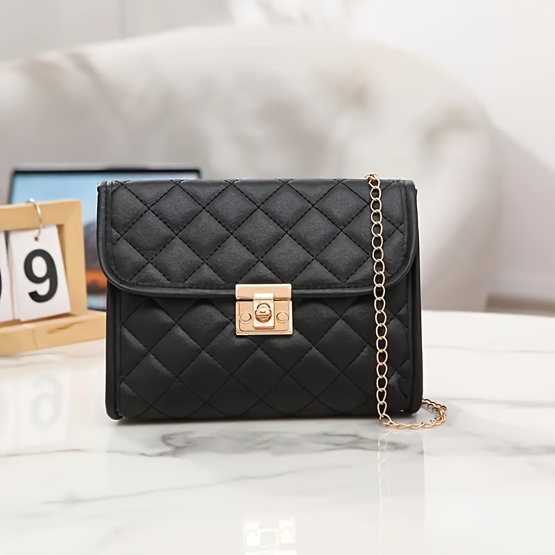 

Women's Casual Style Quilted Crossbody Bag With Detachable Strap, Elegant Bag For Daily Commuting