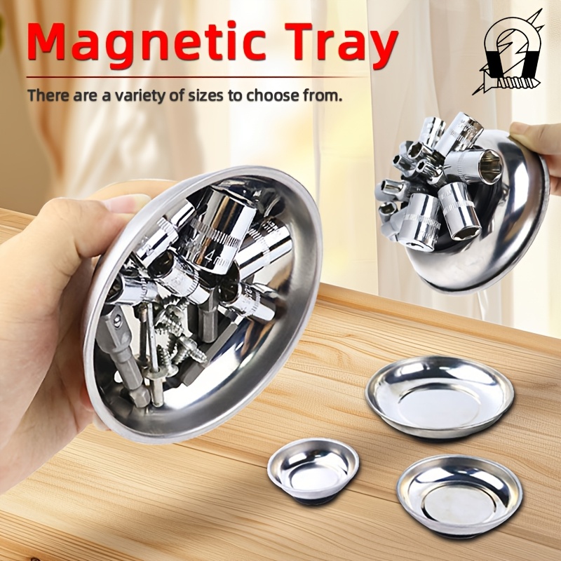 

Mokin 3/4/6 Inch Stainless Steel Magnetic Tool Tray - Metal Parts Organizer For Nuts, Bolts, Screws, Hardware Storage Bowl