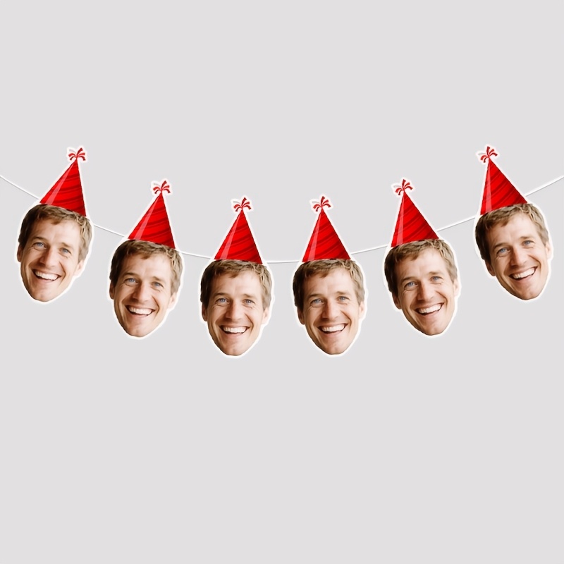 6pcs Custom Photo Face Banner with Party Hats