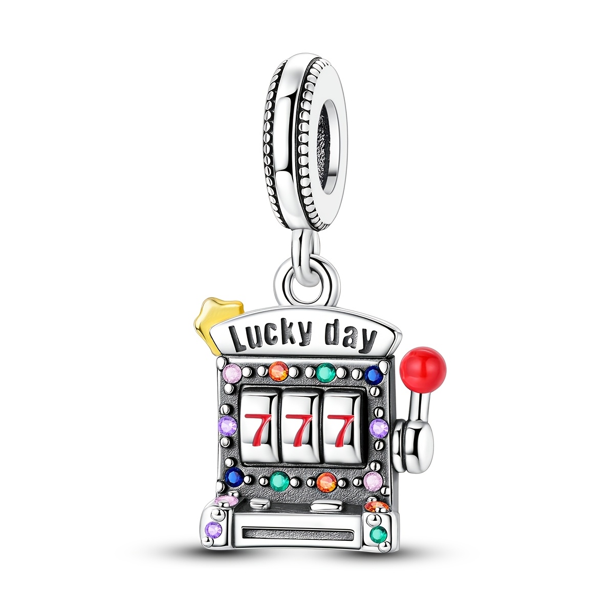 TEMU 1pc Uniquely Designed Silvery-colored Charm Beads For Women, Featuring A Vintage Slot , Suitable For Original Bracelets And Necklaces For