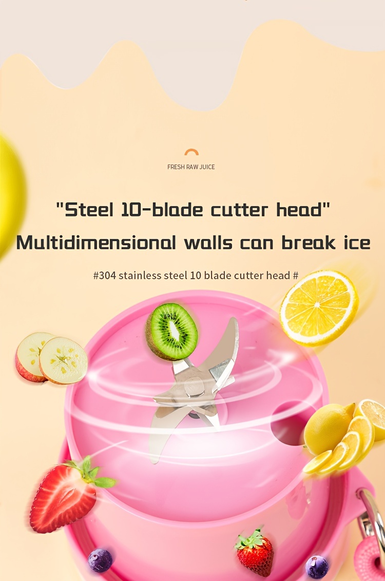 portable mini juicer cup with usb charging 1300mah rechargeable battery multi   squeezer for   details 3